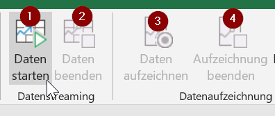 Die Steuerung des Data Streamers in Excel