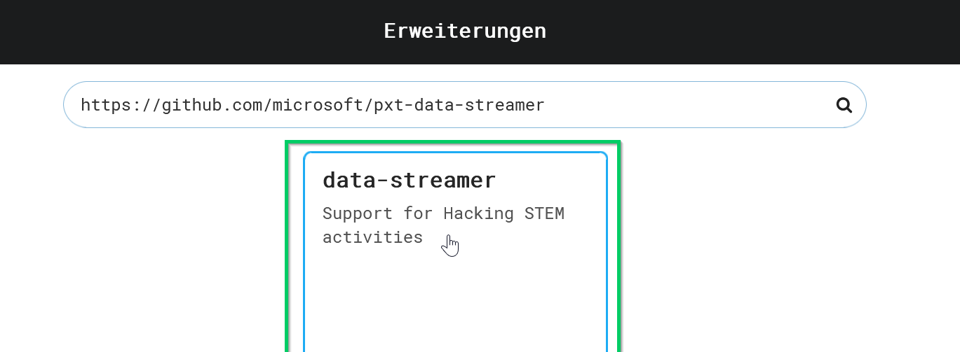 Die Adresse der Erweiterung eingeben