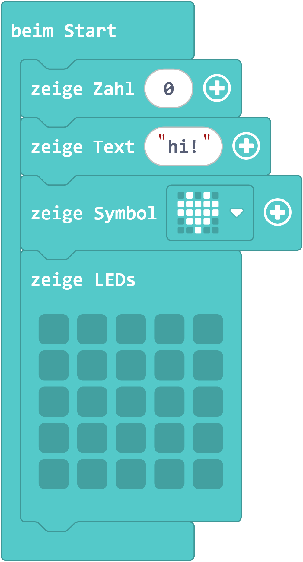 Bild, Zeichen, Text und eine einzelne LED