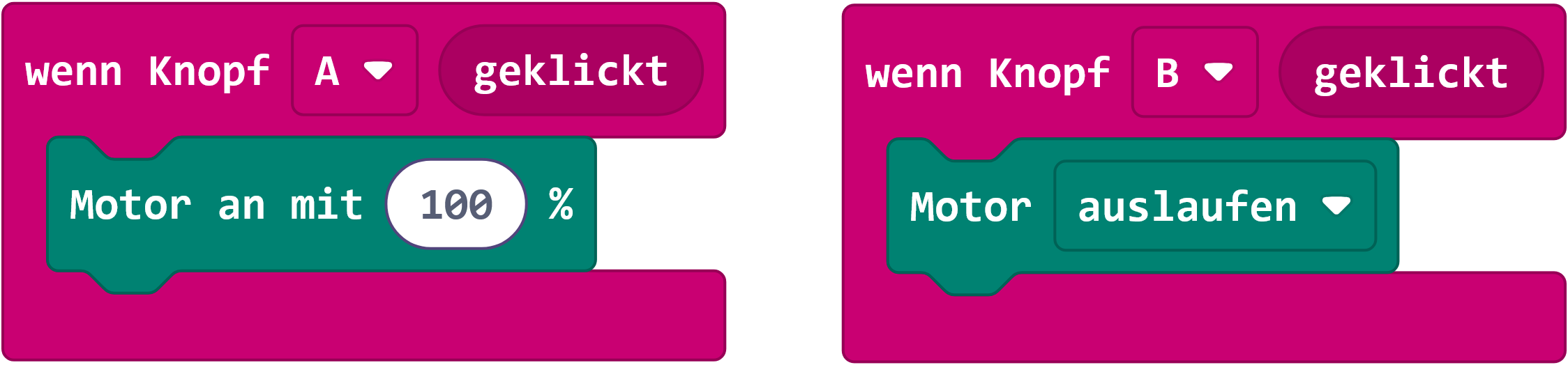 Motor mit voller Geschwindigkeit starten und auslaufen lassen