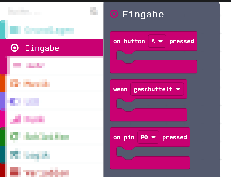 Ereignisblöcke in der Palette