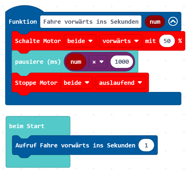 Ein eigener Block, der eine bestimmte Zeit vorwärts fährt