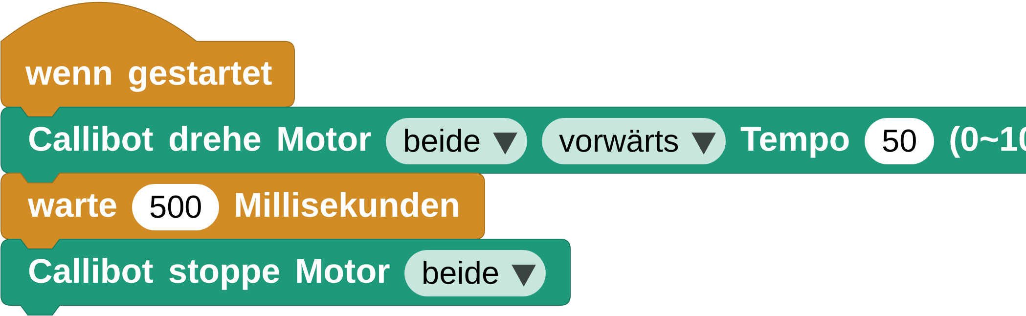 Beide Motoren kurz vorwärts drehen lassen