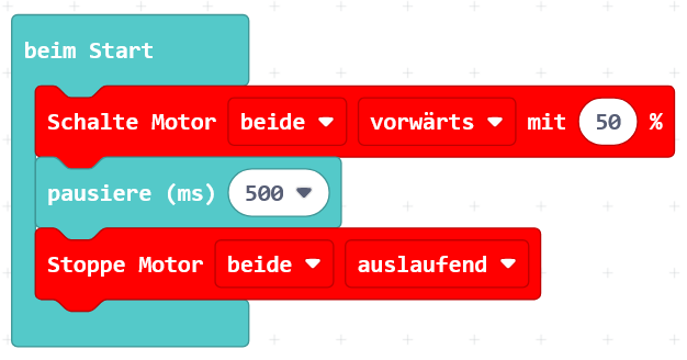 Beide Motoren kurz vorwärts drehen lassen