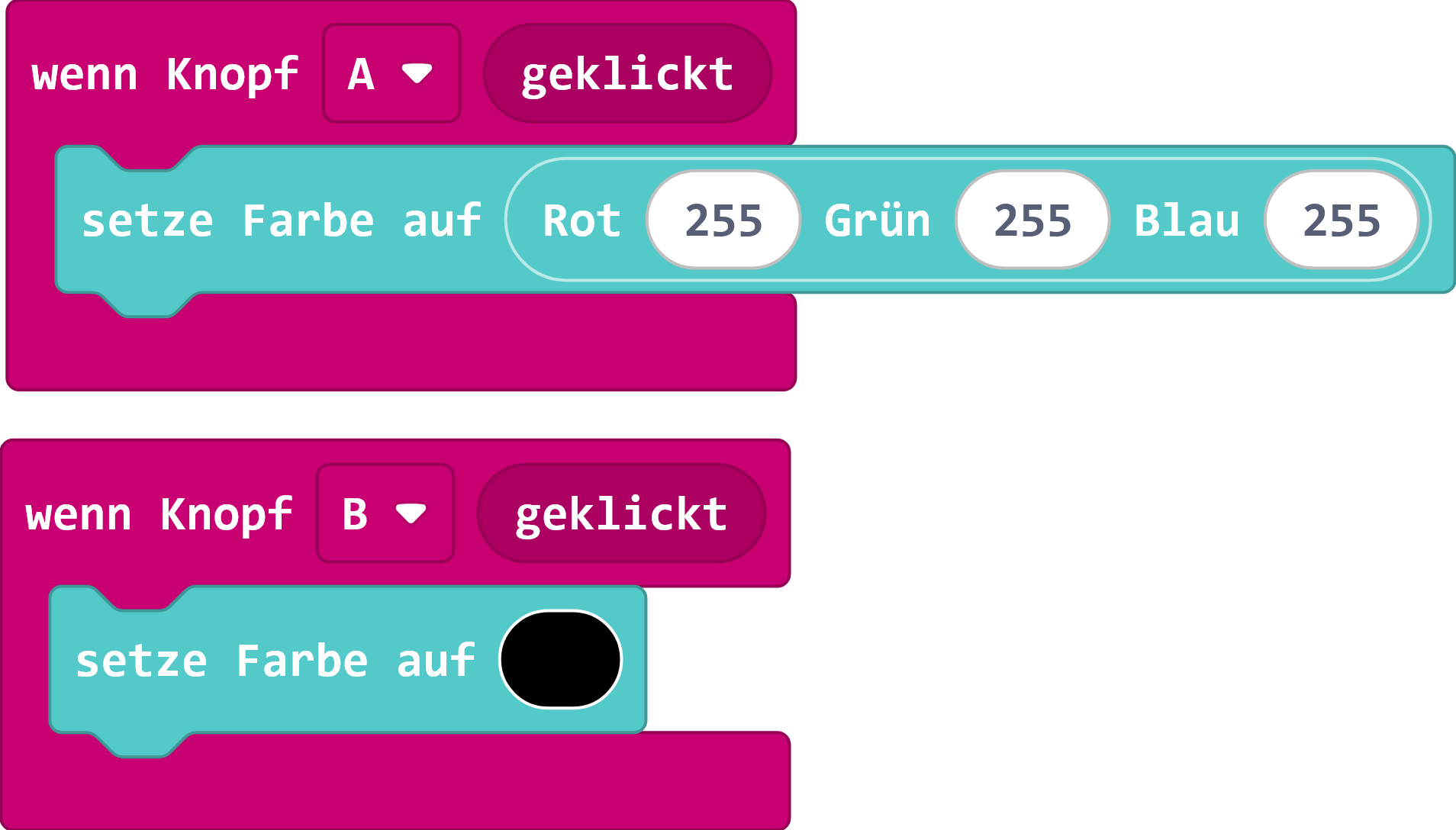 Die RGB-LED auf Weiß und wieder aus schalten