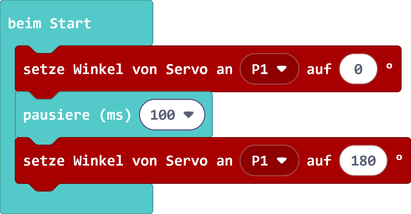 Den Servomotor auf einen Winkel stellen